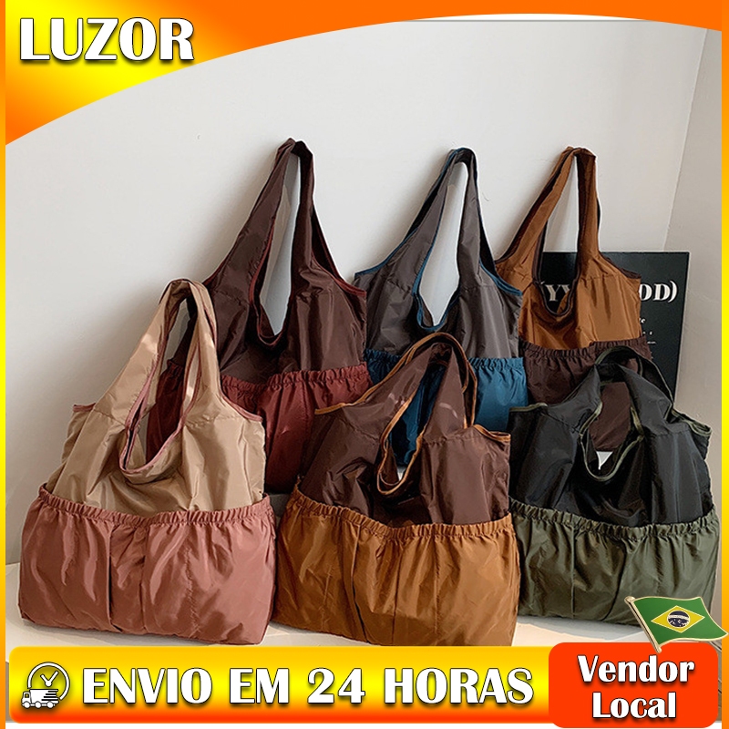 Bolsa de ombro dobrável Casual grande capacidade zíper saco de compras Cross-Border novo estilo Commuter All-Match bolsa