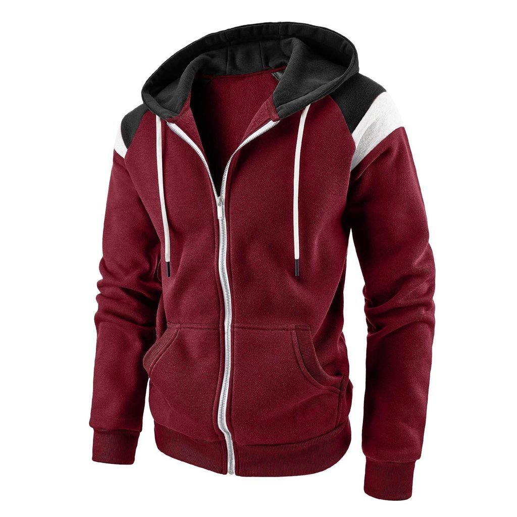 Cross-Border novo estilo europeu americano masculino cor combinando contraste cor moda moletom masculino Casual esportes