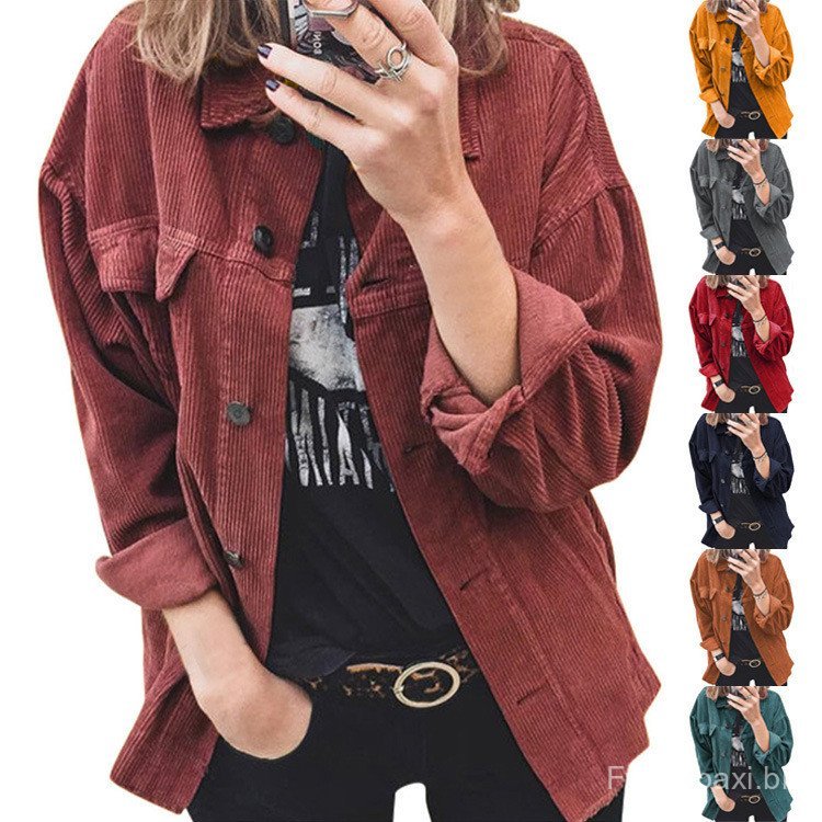 Novo estilo 2023 outono Cross-Border veludo abotoado Cardigan de manga comprida lapela solta camisa grossa roupas femini