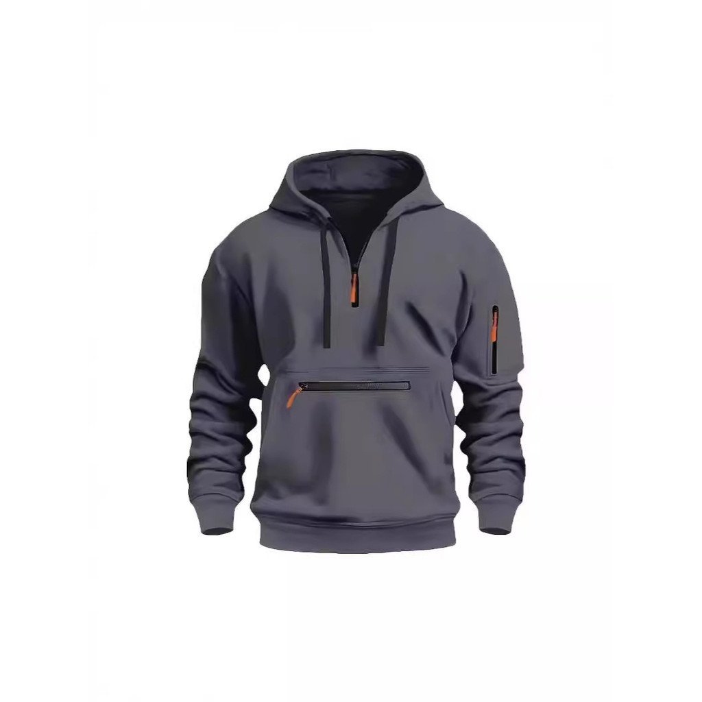2024 novo estilo Cross-Border tamanho europeu outono inverno venda quente moletom masculino com capuz Multi-zíper bolso