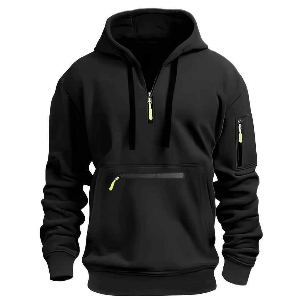Código europeu Cross-Border masculino novo estilo moletom outono inverno na moda zíper moletom com capuz com veludo.