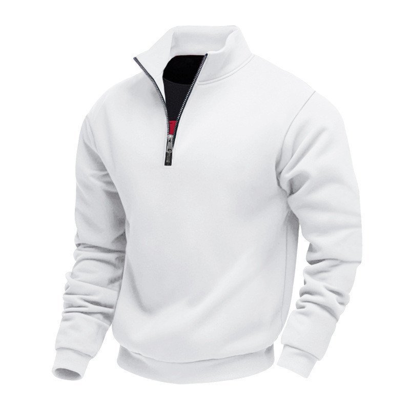 Cross-Border outono inverno novo estilo moletom masculino comércio exterior Casual zíper gola alta forro de lã cor sólid
