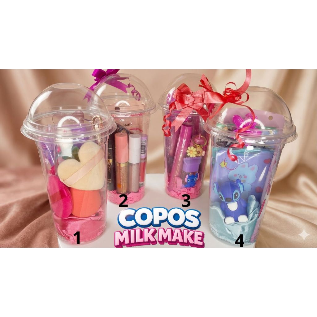 Copo Milk Make Surpresa com Maquiagem e Acessórios | Presente Feminino Completo | Brinde Criativo Dia das Crianças /
