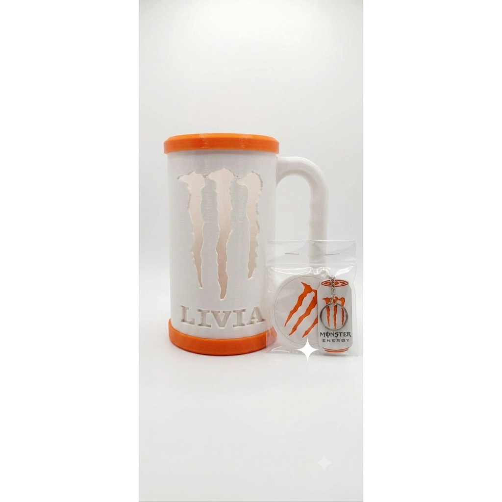 Porta Lata Monster 473 ml + abridor + tampa - Com Brinde Surpresa - KIT MONSTER COM PERSONALIZAÇÃO DE NOME