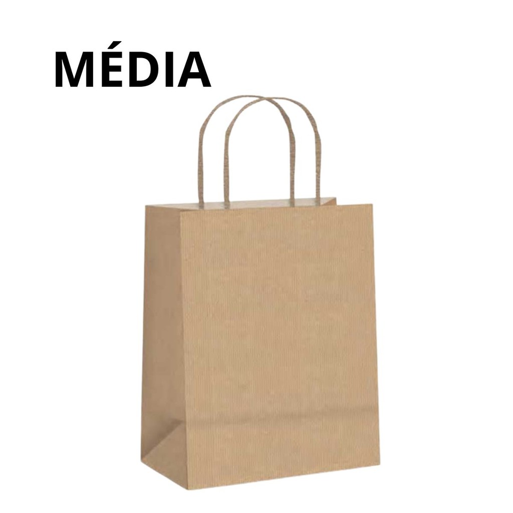 50 SACOLA KRAFT  CROMUS M 26X19,5X9,5CM  PARA PRESENTES, BRINDES, MIMOS EMBALAGENS C/ ALÇA