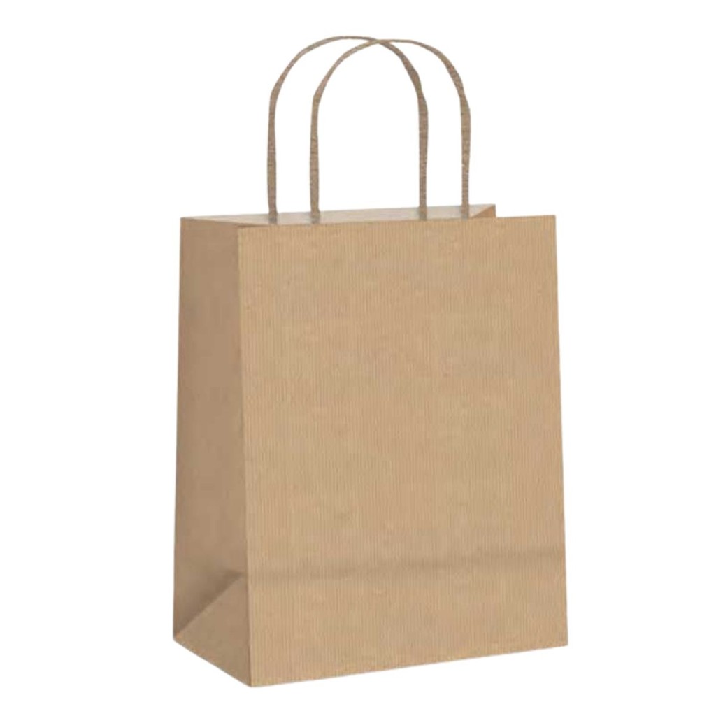 KIT 5 SACOLA KRAFT MÉDIA CROMUS 26X19,5X9,5CM M  PARA PRESENTES E EMBALAGENS C/ ALÇA REFORÇADA