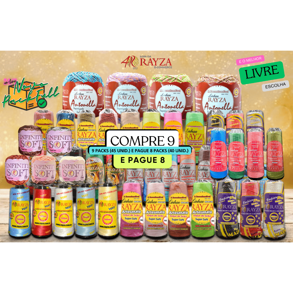 Linha RAYZA Pack FULL Compre 9(45UNID) Pague 8(40Unid) produtos a sua escolha + Brinde Surpresa