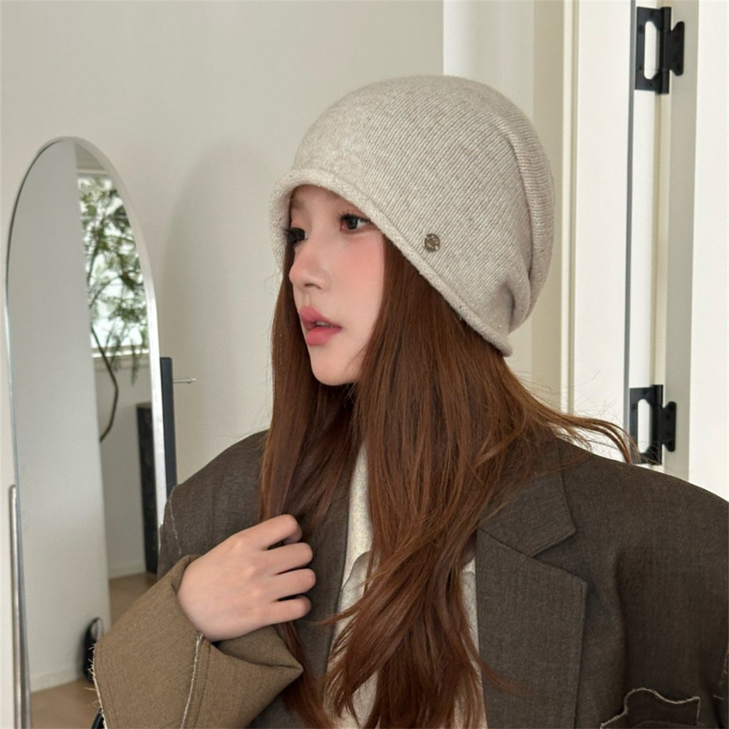 Estilo coreano atmosfera Curling borda lantejoulas pilha chapéu feminino outono inverno High-End All-Match Baotou chapéu
