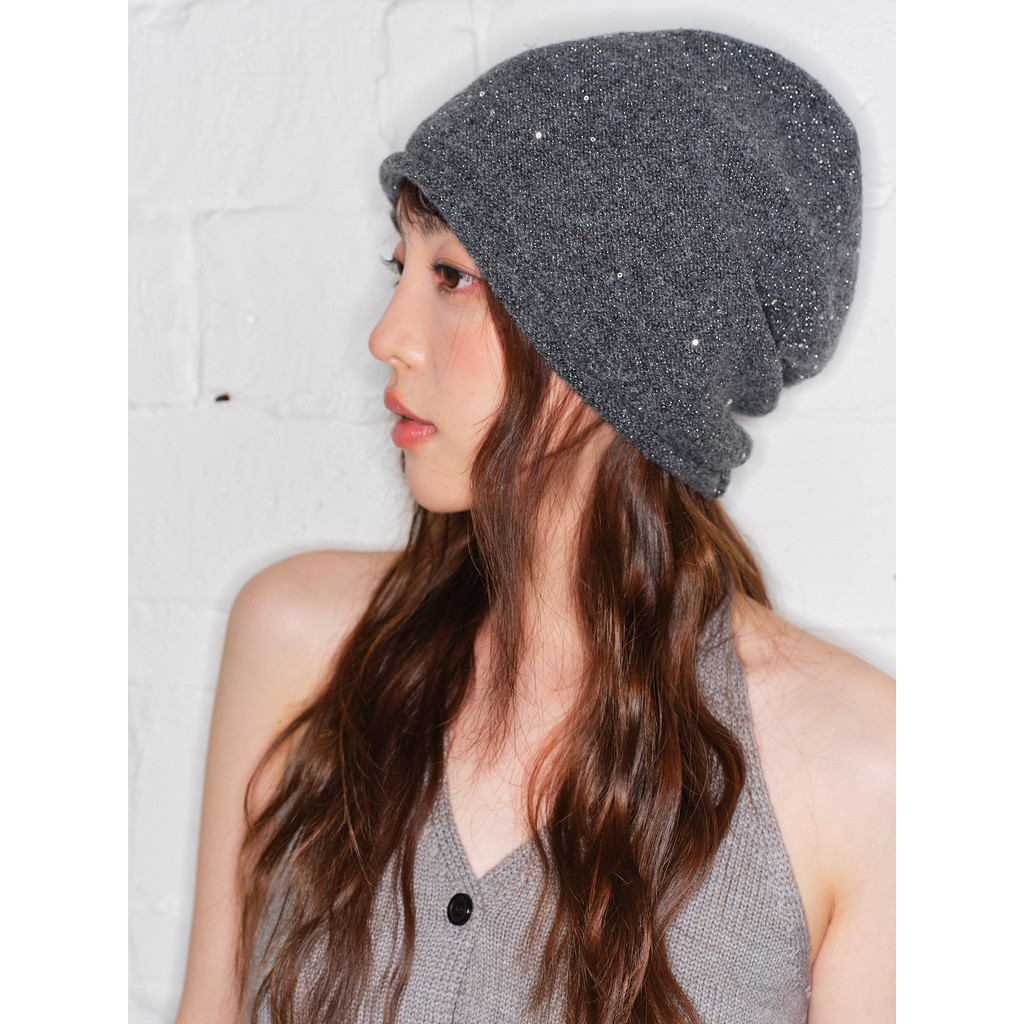 Estilo coreano High-End lantejoulas ins Blogger pilha chapéu feminino outono inverno solto grande circunferência da cabe