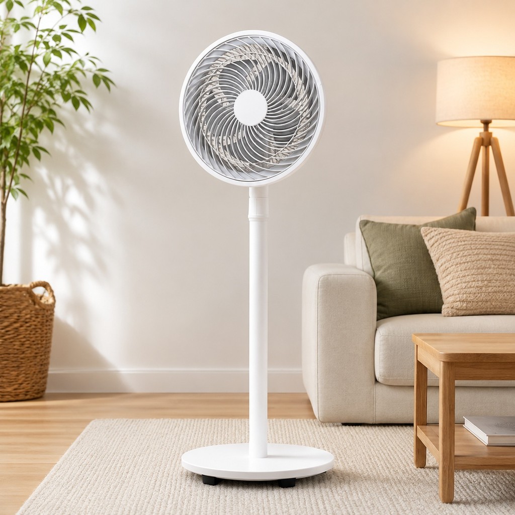 Ventilador de Coluna e Mesa 90W Silencioso 3 Velocidades Ajuste de Altura Oscilante 110V 220V