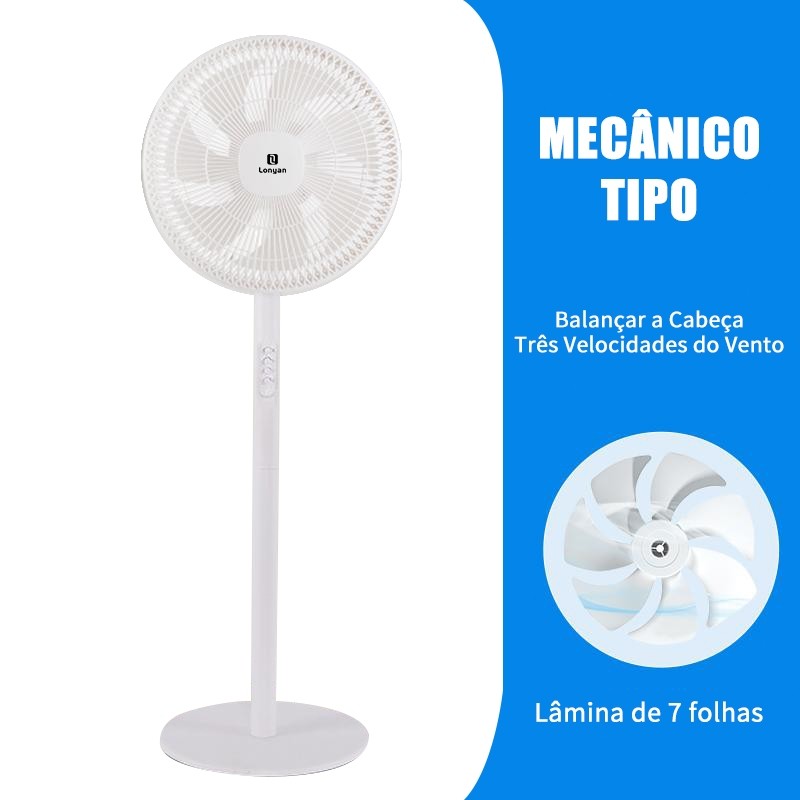Ventilador Coluna 45W 220V 3 Velocidades Oscilante Altura Regulável Circulação Ar Silencioso Quarto Sala
