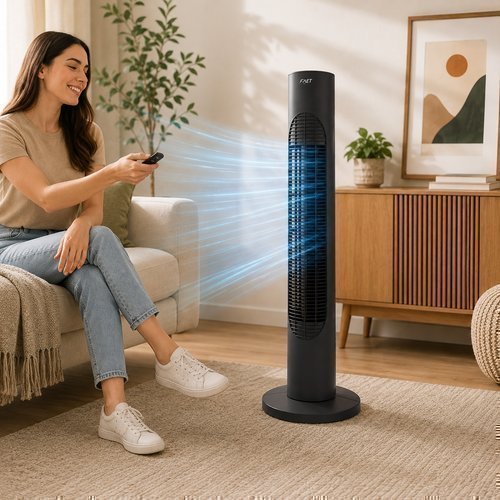 Ventilador Torre Silencioso Controle Remoto Potente 3 Velocidades Ajustáveis Oscilante 220V