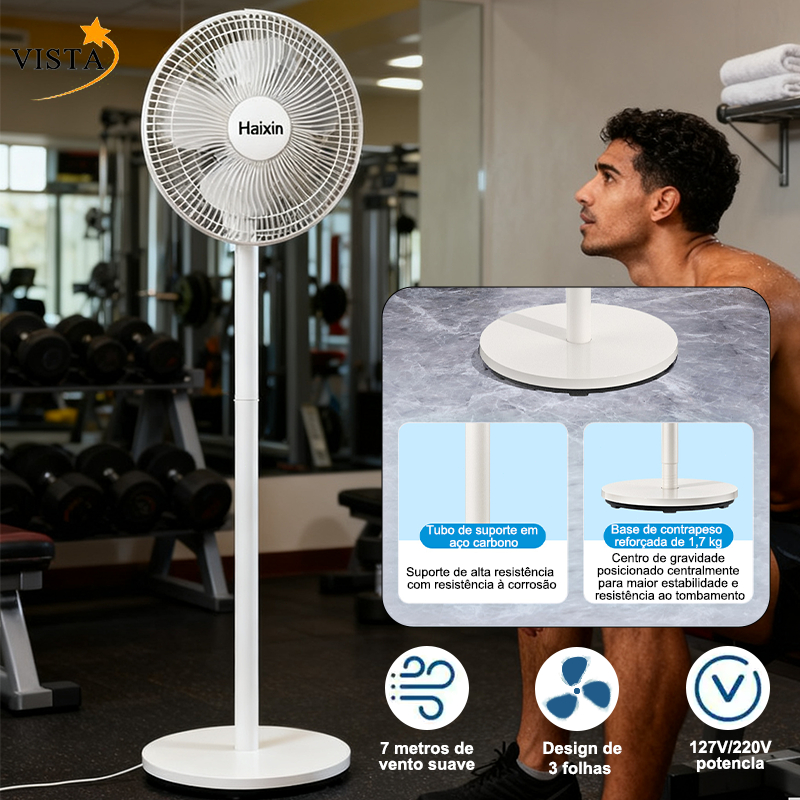 Ventilador de Chão 127V 3 Alturas 3 Velocidades 6 Pás Silencioso Oscilante Casa Escritório – VISTA