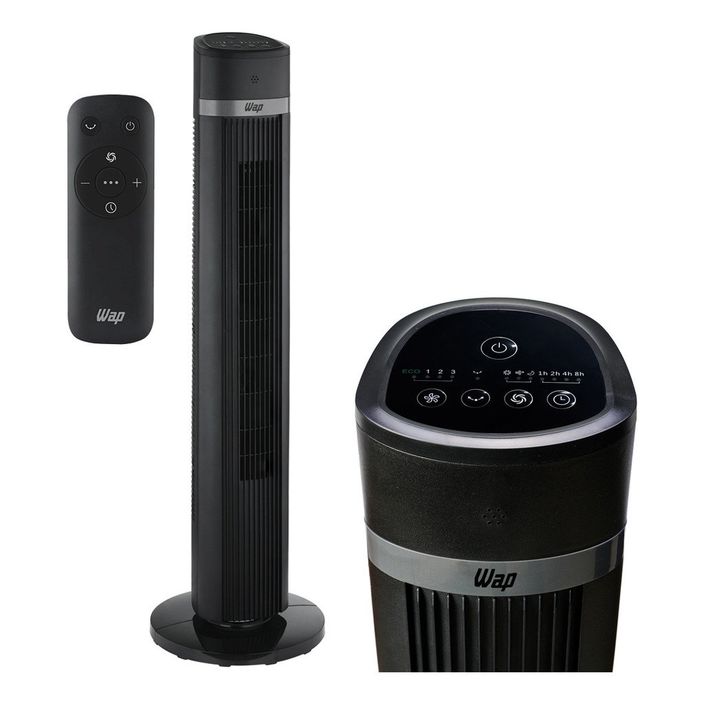 Ventilador de Torre Silencioso Oscilante com Controle Remoto 4 Velocidades e Desligamento Automático WAP