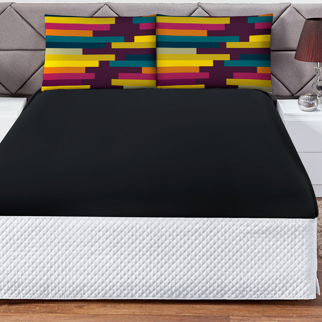 Jogo de Lençol 3 Peças Elástico 180 Fios Cama Macio com Fronha Estampada Digital Decorativa