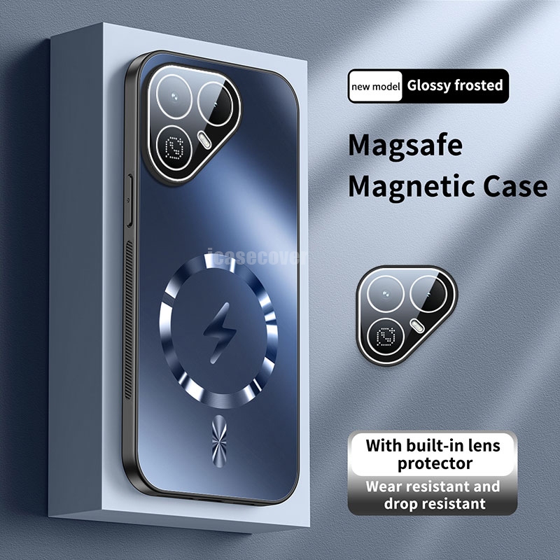 Para Tecno Pova 8 Pro 5G 4G Pova8 Capa Magnética Carregamento Sem Fio Anti-Impressão Digital Magsafe Fosca Com Filme De