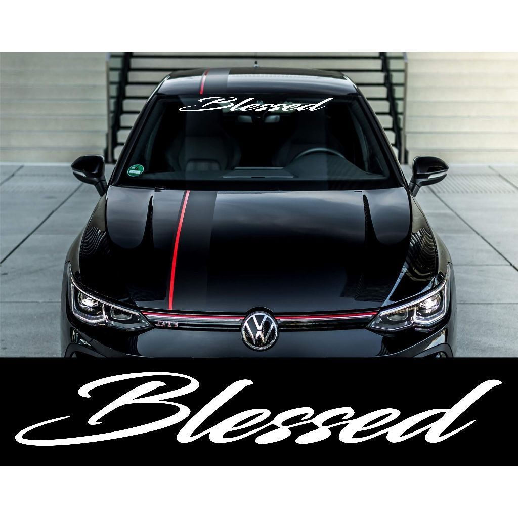 Adesivo Blessed Grande Parabrisa - Adesivos Para Vidro Carro Abençoado Gratidão Frase Religioso