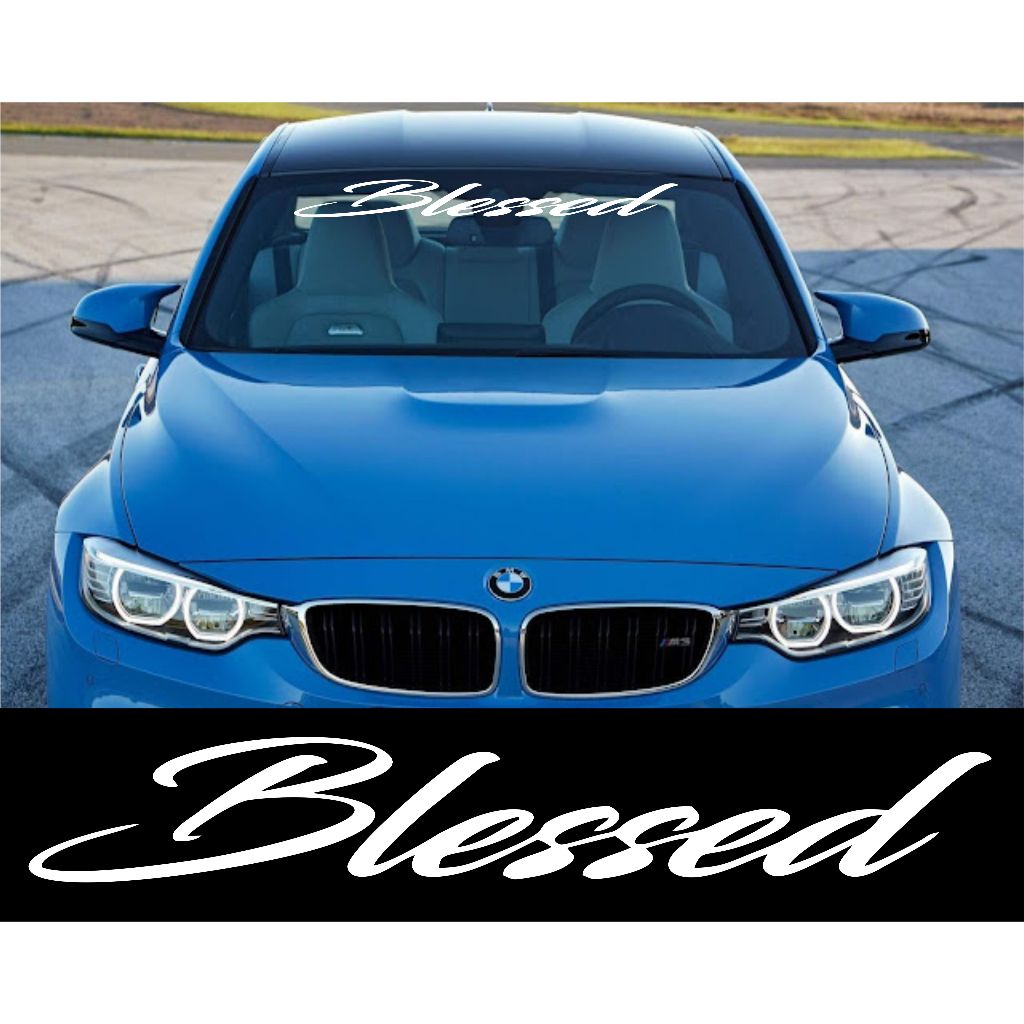 Adesivo Blessed Grande Parabrisa - Adesivos Para Vidro Carro Abençoado Gratidão Frase Religiosa