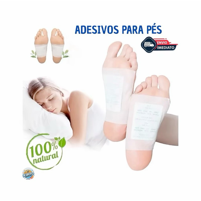 Kit Adesivo Relaxante Para Pés Reduz Inchaço e Remove Impurezas