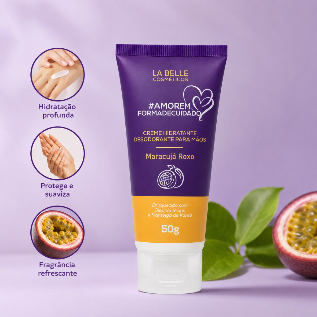 Creme Hidratante Desodorante Para Mãos Maracujá Roxo