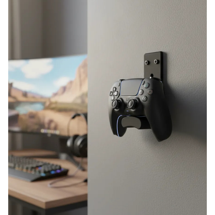 Kit Suporte de Parede Gamer Premium: Para Controle PS5, Teclado e Headset - Organize e Exiba seu Setup