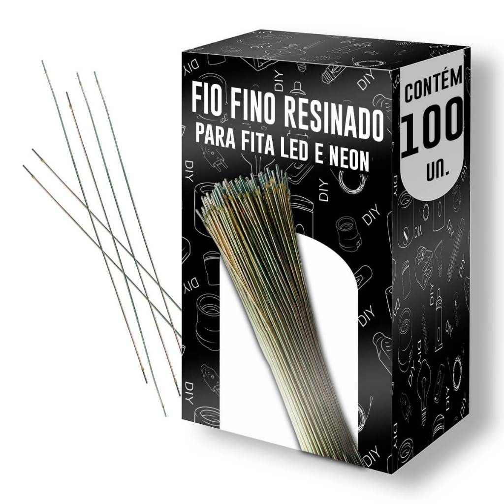 100 Fio Fino Cabinho Resinado P/ Fita Led E Neon luz de néon fio de solda esmaltado cor prata conector