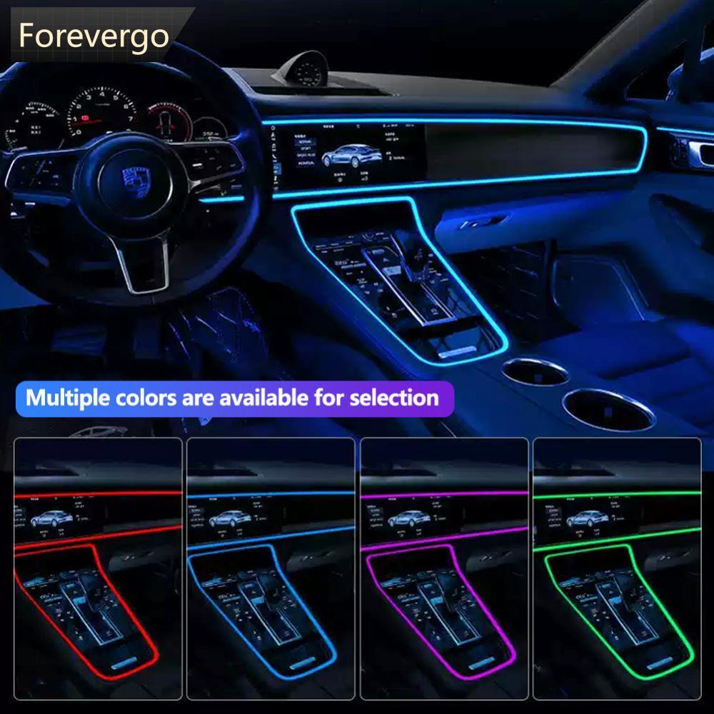 FOREVERGO 3M Interior Do Carro LED Luzes De Tira Ambiente Com Driver USB EL Fio Iluminação Neon Decoração Flexível DIY L
