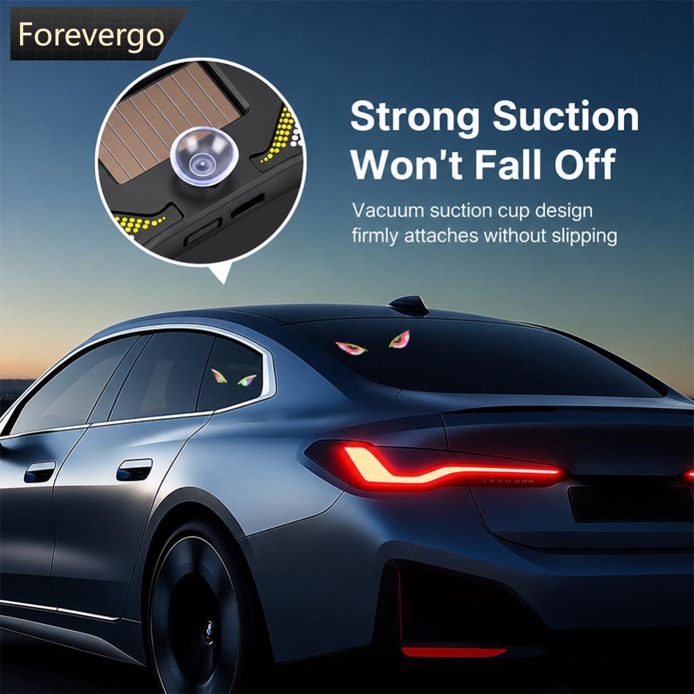 FOREVERGO LED Carro Luz Ambiente Solar Dinâmica Demônio Olho Sem Fio Triângulo Janela Decoração Néon Auto Atmosfera Lâmp