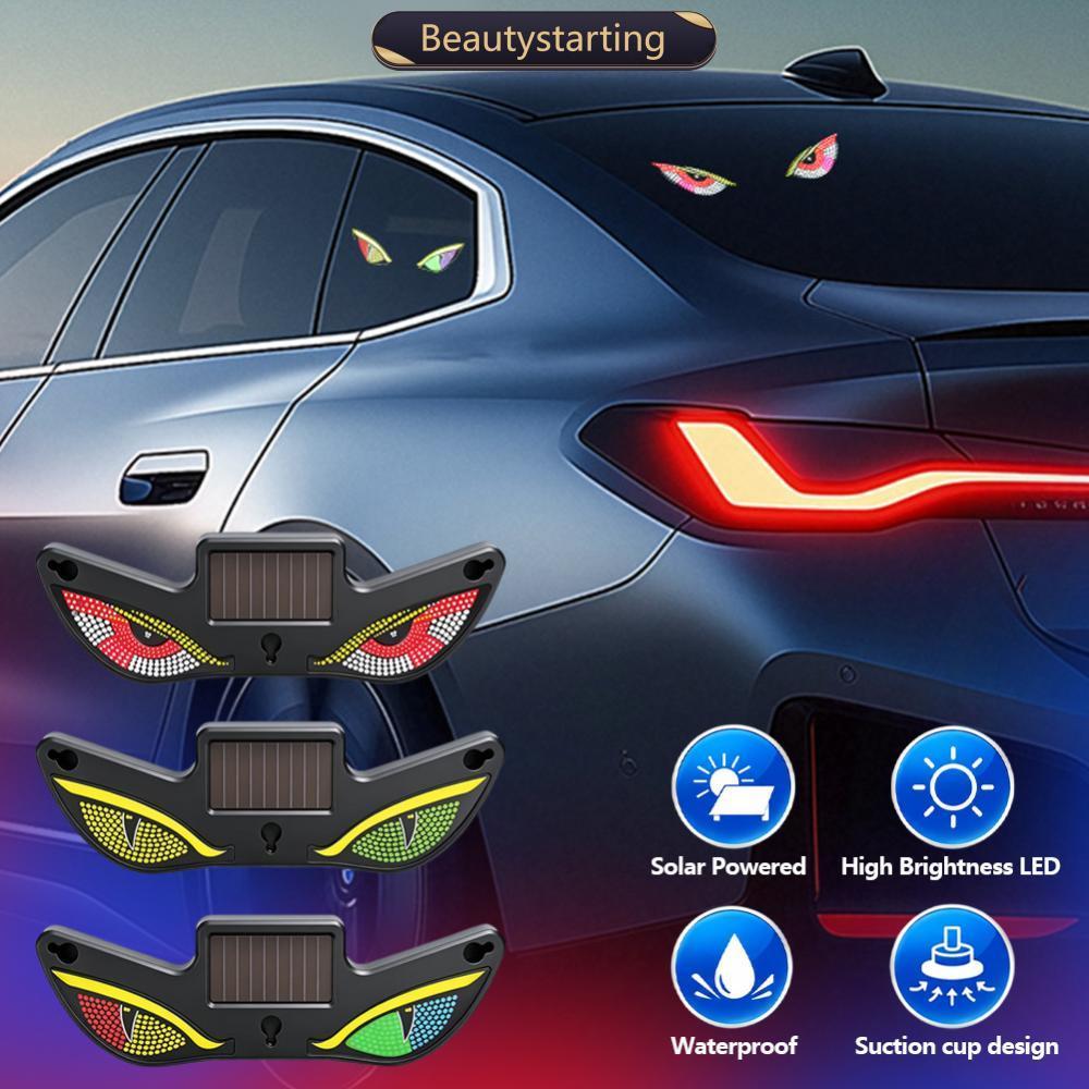 BEAUTYSTARTING LED Luz Ambiente Solar Para Carro Dinâmico Olho De Demônio Triângulo Sem Fio Decoração De Janela Neon Lâm