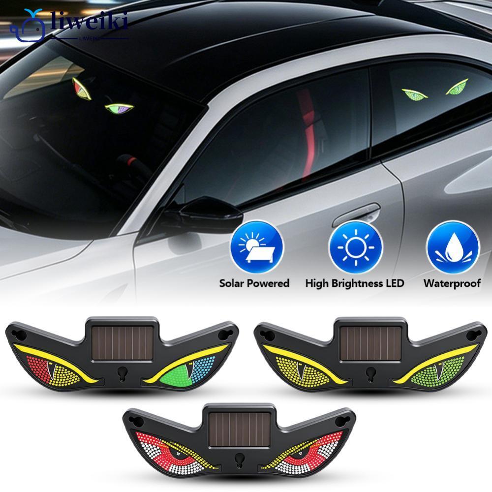 LIWEIKI LED Carro Luz Ambiente Solar Dinâmica Demônio Olho Sem Fio Triângulo Janela Decoração Néon Auto Atmosfera Lâmpad