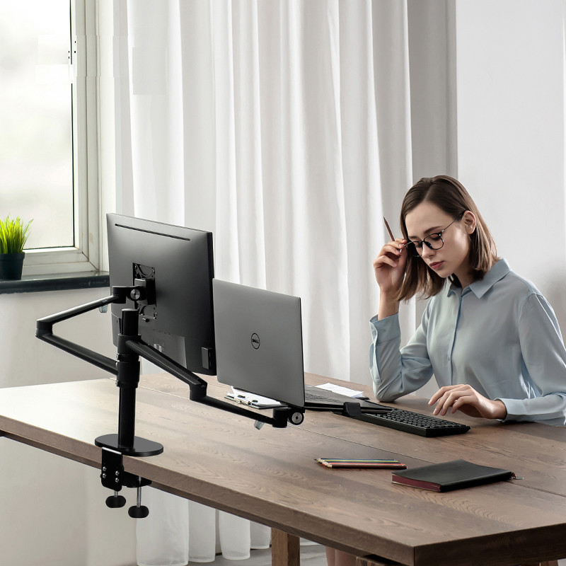 Suporte para Monitor de computador de mesa para Notebook Prateleira combinada Tela dupla Suporte de elevação de mesa Arm