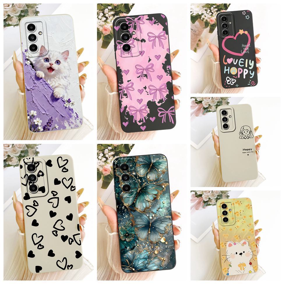 Para Samsung Galaxy A25 SM-A256E A256B Caso A25 Embalagem Gato Bonito Luxo Moda Amor Engraçado Pintado Silicone Capa