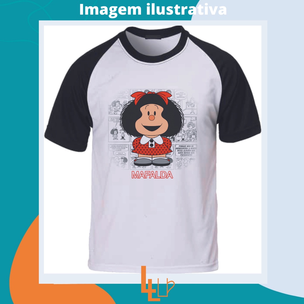 Camiseta Raglan unissex Personalizada Personagem Mafalda