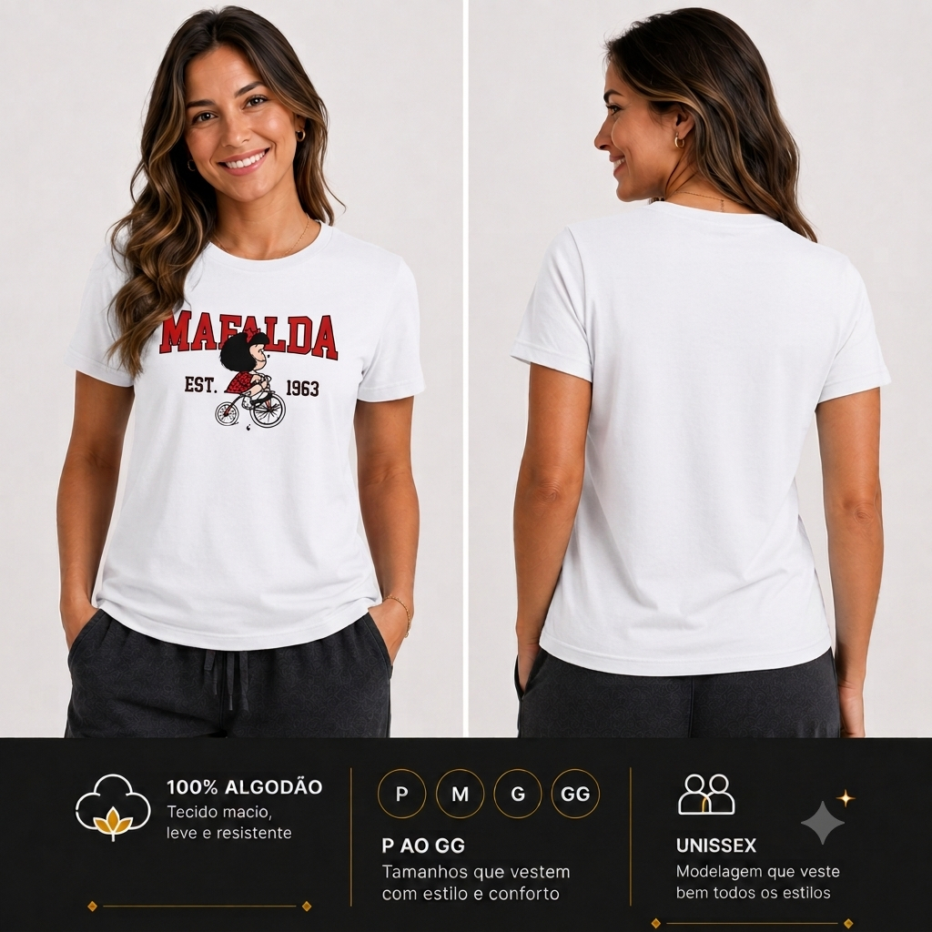 Camiseta Unissex Estampa Mafalda – Estilo Casual e Conforto