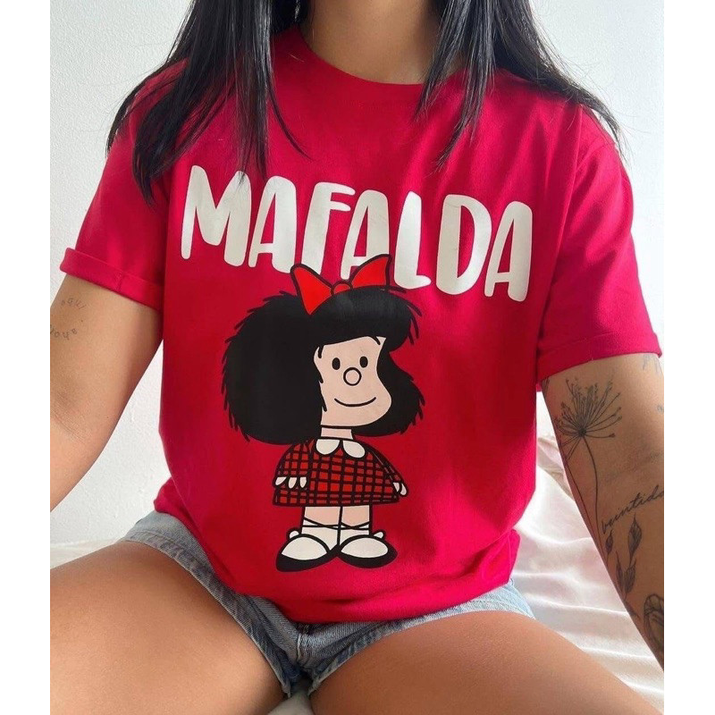 Camiseta Estampada Feminina Lançamento Estampa Mafalda Blusa Dia a Dia