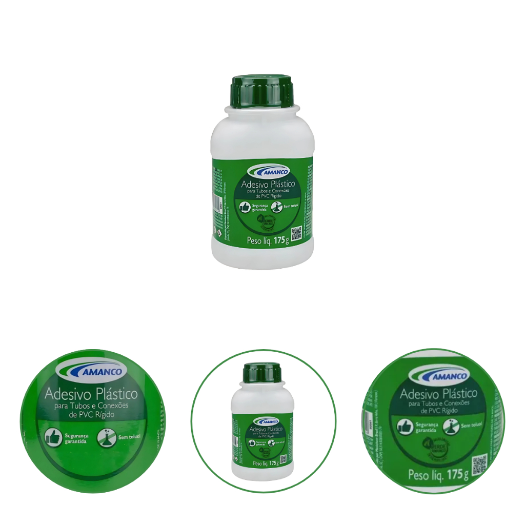 Cola Branca Adesivo Branco Amanco Com Pincel Para Canos de Pvc Emenda Irrigação 175g