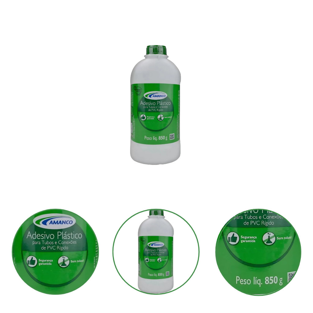 Cola Branca Adesivo Branco Amanco Com Pincel Para Canos de Pvc Emenda Irrigação 850g