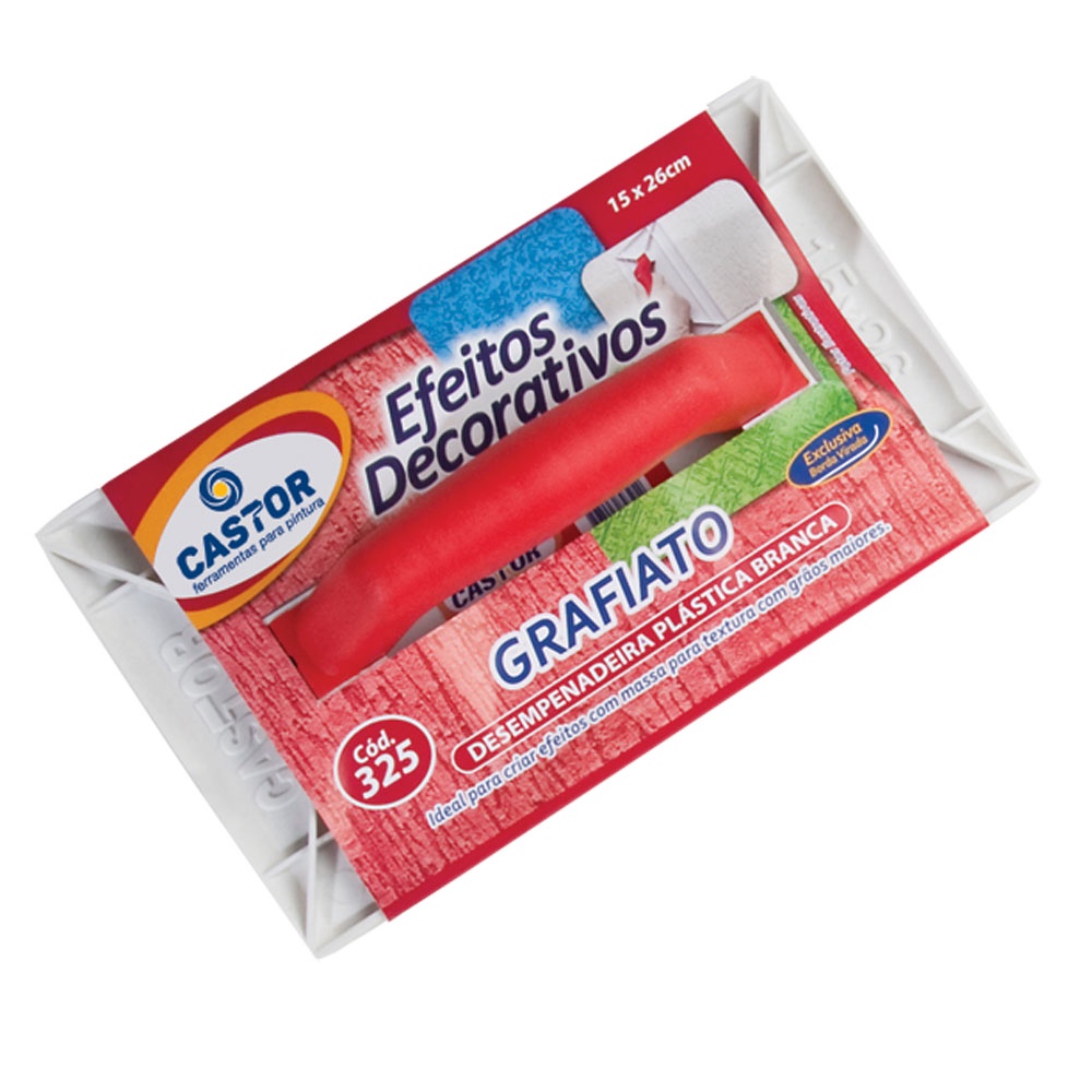 Desempenadeira PVC Grafiato 15x26cm Branca - Castor