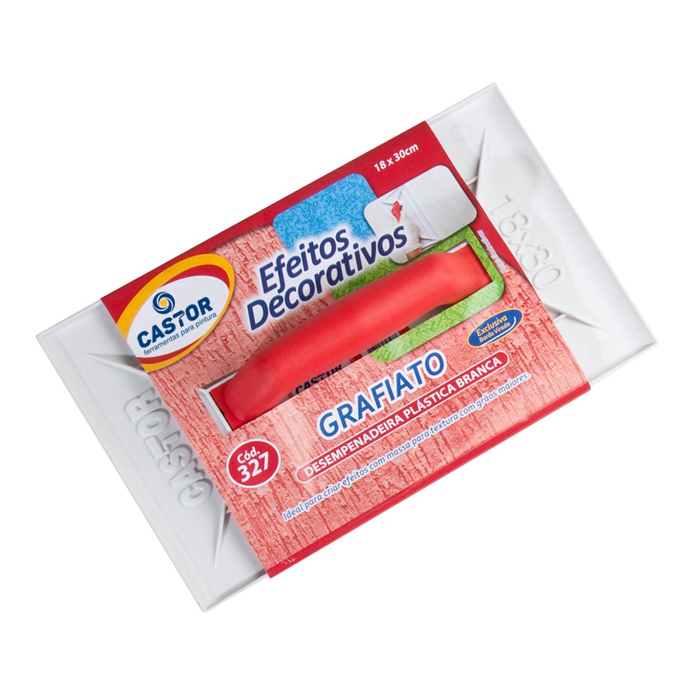 Desempenadeira PVC Grafiato 18x30cm Branca - Castor