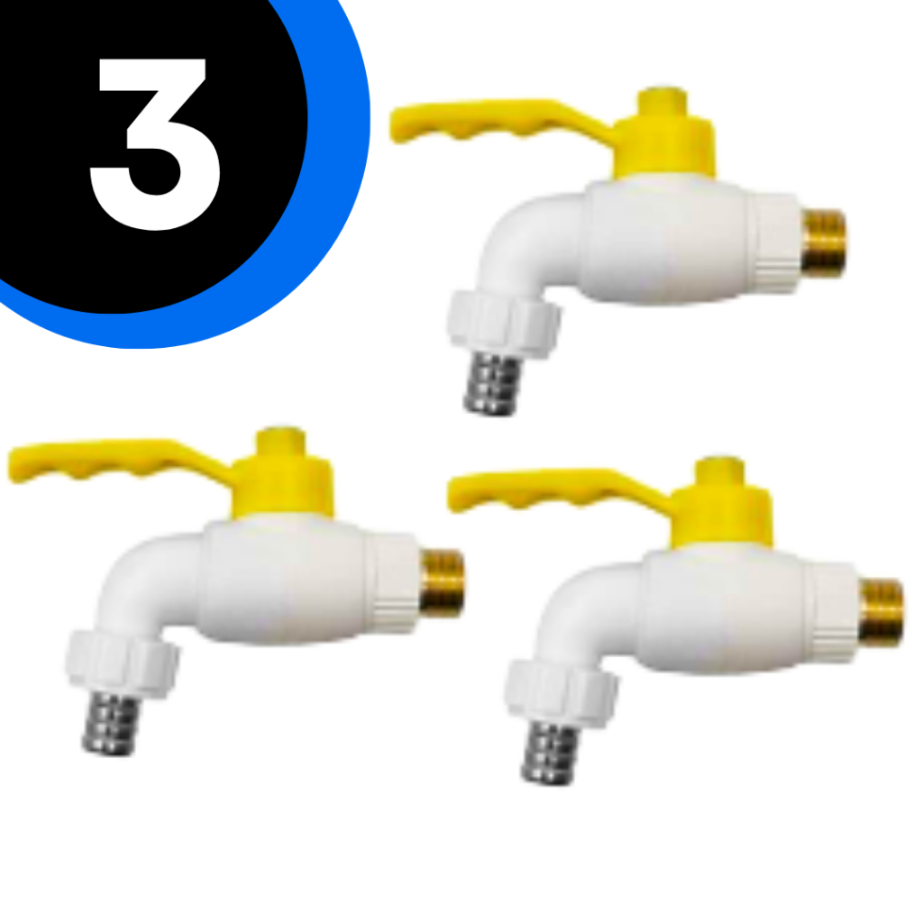 3 / 2 / 1 Torneira Pvc Esfera Tanque Jardim 1/2 Plástica e Latão Branca