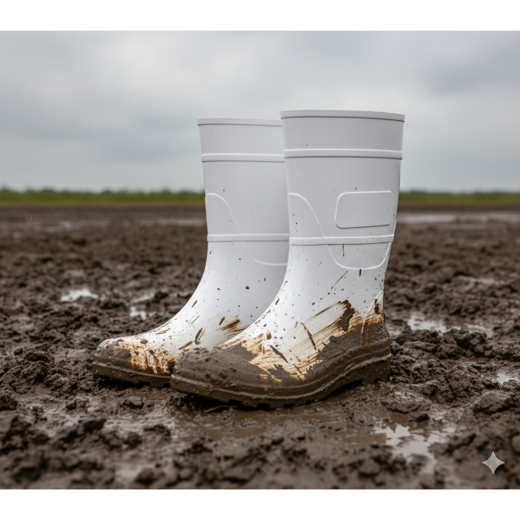 Bota Galocha PVC Branca Cano Médio Profissional Impermeável Antiderrapante