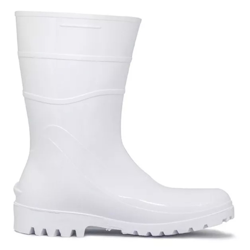 Bota Galocha bracol cano longo Pvc Limpeza Faxina Branca Antiderrapante