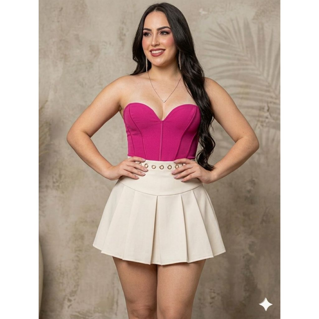 Saia Plissada Feminina com Short Interno para Mais Segurança