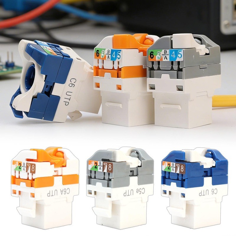5-1Pcs Cat6/5e/6A RJ45 Keystone Jack Module Connector-Adaptadores De Rede-Acoplador De Módulo-Ferramenta Sem Perfuração-