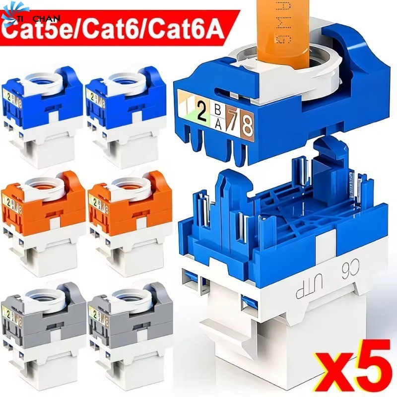 [Brilhante] 5-1Pcs Cat6/5e/6A RJ45 Keystone Jack Module Connector-Ferramenta Sem Perfuração-Acoplador De Módulo-Adaptado