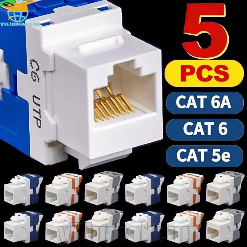 [Quick] 5-1Pcs Cat6/5e/6A RJ45 Keystone Jack Module Connector-Acoplador De Módulo-Ferramenta Sem Perfuração-Adaptadores