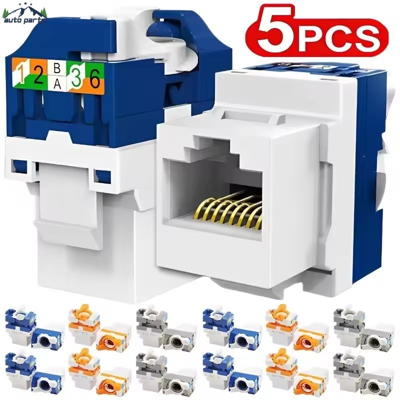 [Charm] 5-1Pcs Cat6/5e/6A RJ45 Keystone Jack Module Connector-Acoplador De Módulo-Ferramenta Sem Perfuração-Adaptadores