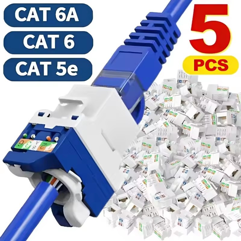 5-1Pcs Cat6/5e/6A RJ45 Keystone Jack Module Connector-Acoplador De Módulo-Ferramenta Sem Perfuração-Adaptadores De Rede-