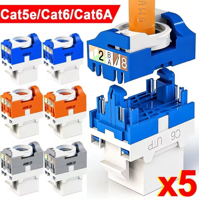 5-1Pcs Cat6/5e/6A RJ45 Keystone Jack Module Connector-Ferramenta Sem Perfuração-Acoplador De Módulo-Adaptadores De Rede-
