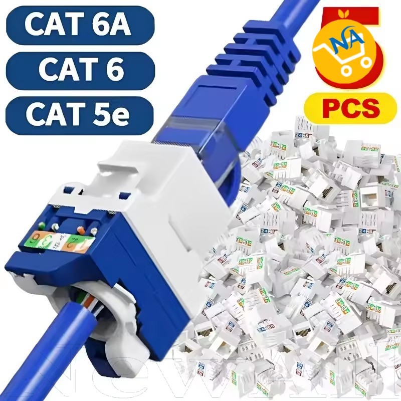 [Navio 24H] 5-1Pcs Cat6/5e/6A RJ45 Keystone Jack Module Connector-Acoplador De Módulo-Ferramenta Sem Perfuração-Adaptado